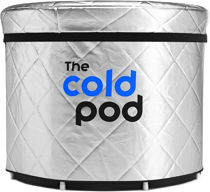 Cold Pod XL insulated cold plunge tub with reflective silver cover
