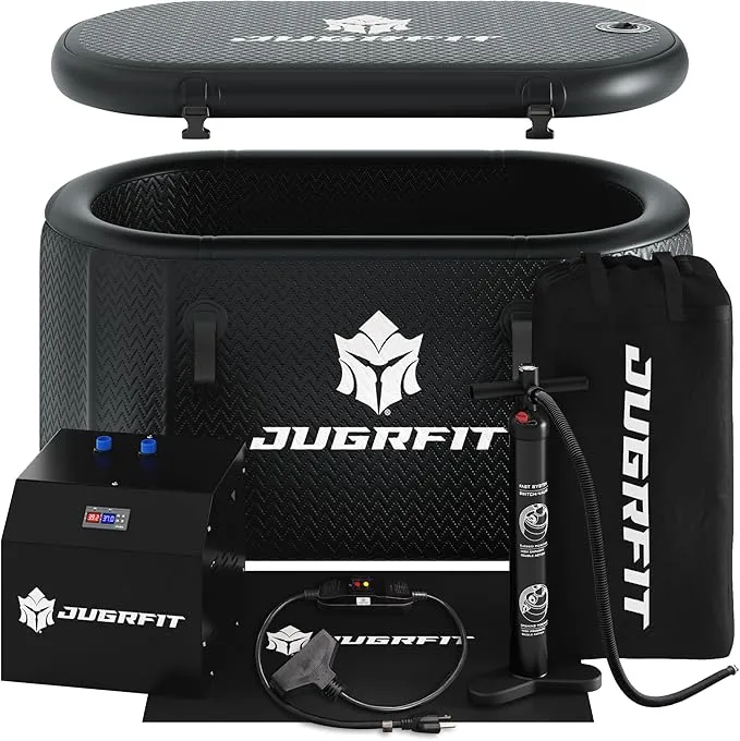 JUGRFIT complete cold plunge system with integrated chiller and tub setup